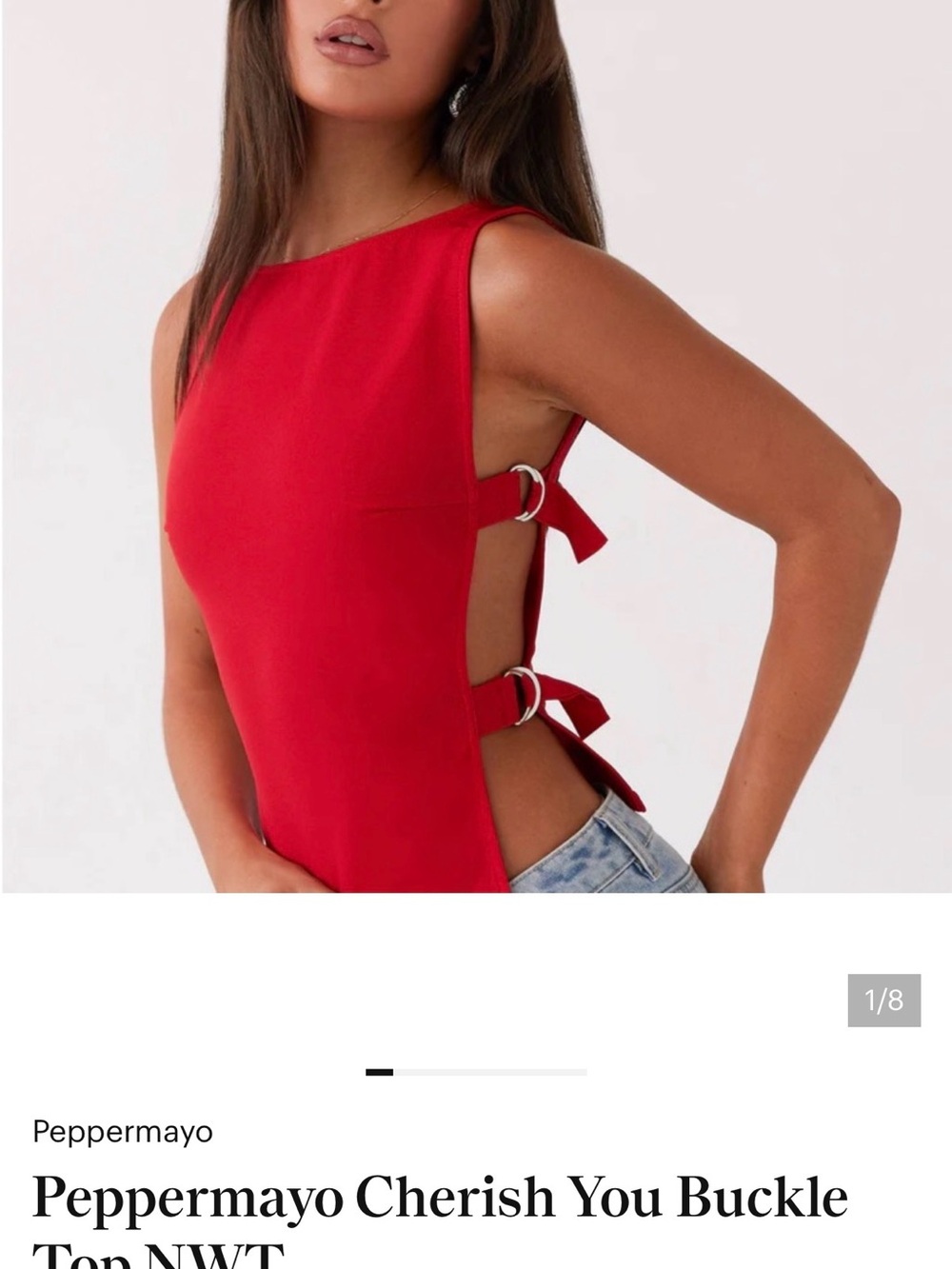Peppermayo Bright Red Sleeveless Top with Tag